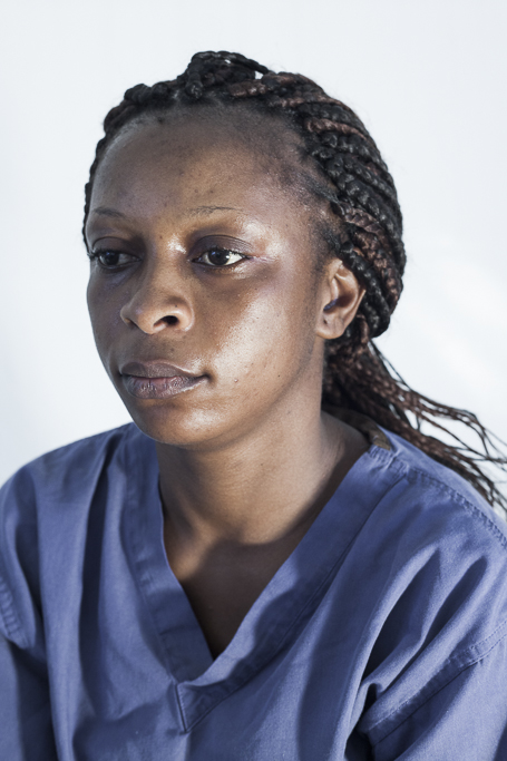 Emmelia T. Dauda. Hygienist. Worker of the Ebola Treatement Center of Moyamba. Sierra Leone.